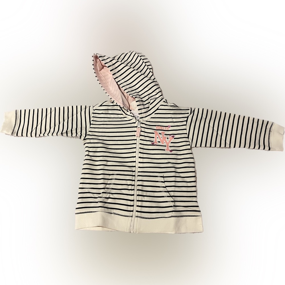 H&M girls Brklyn NY striped zip hoodie.